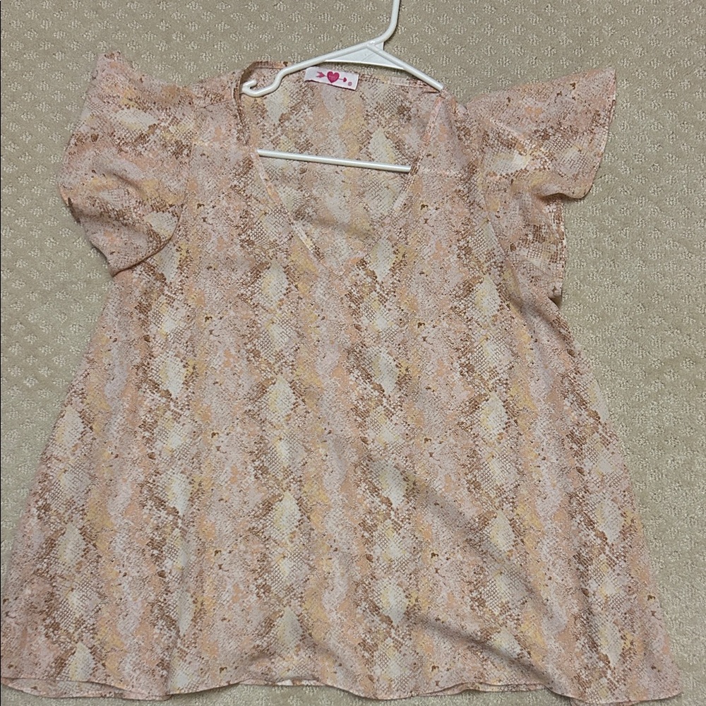Buddy Love Beige and Brown Snake Print Top